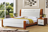 实木床厂家直销地中海橡木床白色双人床1.8米欧式实木高箱储物床