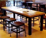 定做美式loft吧台桌星巴克咖啡厅桌椅铁艺复古做旧酒吧餐桌高脚桌