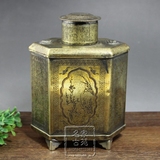 古玩收藏品仿古做旧铜器工艺品摆件黄铜梅兰竹菊多边形酒壶水壶