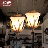 美式创意鹿角吊灯具玻璃北欧式玄关酒吧台咖啡厅楼梯卧室装饰走廊