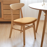 北欧实木布艺餐椅简约时尚水曲柳咖啡家用椅子凳子休闲电脑椅