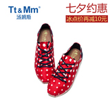 Tt&Mm/汤姆斯2016春夏新款圆点系带女鞋 韩版潮流平底低帮帆布鞋