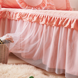 纯色床罩1.5m1.8米公主蕾丝床裙纯棉保护套恣逸全棉夹棉床裙单件