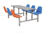 厂家直销6人位不锈钢餐桌学生 员工食堂餐桌 连体餐桌玻璃钢桌椅