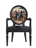 后现代欧式圆形靠背椅扶手椅实木布艺餐椅新古典沙发椅书椅可定制