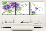 水晶无框画定制客厅挂画沙发背景墙画壁画家居装饰画三联画紫莲花