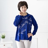 韩国中老年女装上衣两件套春款妈妈装针织衫短袖+开衫套装EN50101