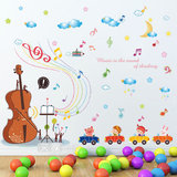 可移除墙贴 小提琴音符 卡通儿童房幼儿园卧室背景墙贴纸音乐元素