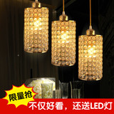 土豪金3头创意LED餐厅吊灯 K9水晶灯走廊过道吊灯 玄关吧台小吊灯