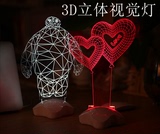 创意3D小夜灯LED台灯立体大白小鹿灯USB床头灯情人节浪漫生日礼物