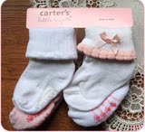 美国carter‘s翻边毛圈组合袜全棉4双装加厚0-6个月新生儿宝宝袜