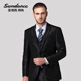 圣得西2015秋冬青年男士商务宽松版黑色正装西装外套上衣西服套装