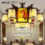 中式大型羊皮吊灯古典木艺灯工程定制客厅茶楼餐厅酒楼大堂灯具