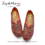 jm快乐玛丽2016夏季新款帆布鞋女鞋韩版平跟条纹低帮套脚潮61670W