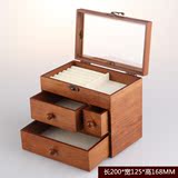 高档实木首饰盒带锁复古中式珠宝手饰品收纳盒木质项链盒戒指盒子