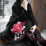 梵歌原创2015冬季民族风棉麻女装刺绣印花棉服宽松加厚棉衣袄外套