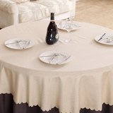 纯色餐桌布会议室酒店圆桌桌布布艺台布欧式亚麻花型灰米白色