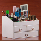 化妆品首饰整理收纳盒 双层欧式带镜子皮具饰品盒 超大木质首饰盒