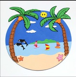 儿童卡通贴画卧室房间幼儿园墙面装饰泡沫小岛墙贴 椰子树岛屿
