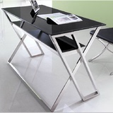 钢琴烤漆书桌电脑桌定制现代简约不锈钢办公桌写字台玻璃书桌特价