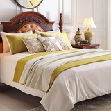时尚大气美式现代米黄棉麻海星弹力棉羊绒布样板间床品十一件软装