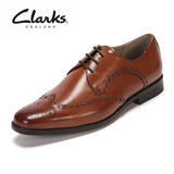 clarks正装男鞋新品牛皮圆头低帮鞋系带布洛克皮鞋商务休闲德比鞋