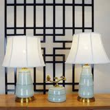 景德镇现代新中式全铜陶瓷台灯美式古典卧室床头客厅陶瓷装饰台灯