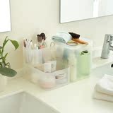 日本大创收纳盒桌面化妆品组合多层创意塑料防水洗漱台镜子小储物