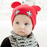 BFDVB 韩国米奇耳朵婴儿童帽子 宝宝翻边套头帽 春秋全棉包头帽