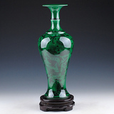 鸿轩景德镇陶瓷器 仿古开片绿色花瓶摆件 复古家居装饰工艺品摆设