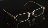 超轻金色纯钛金属防滑腿眼镜框架 方形片方框光学眼睛架近视 男女