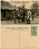 1910年代 比属刚果殖民地部长弗兰克与村民邮资片改值