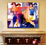 创意油画艺术成品带框装饰画 欧式精品抽象人物有框客厅卧室KT127