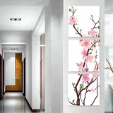 现代玄关装饰画竖版三联无框画走廊过道挂画客厅壁画花卉冰晶画