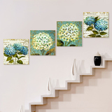 客厅装饰画现代无框画三联欧式花卉挂画沙发背景墙简约壁画绣球花
