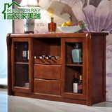 现代中式实木餐边柜 橡胶木茶水柜厨房碗碟柜储藏柜餐厅酒水柜