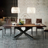 美式复古实木餐桌椅组合现代简约餐厅咖啡馆酒吧办公原木长桌休闲