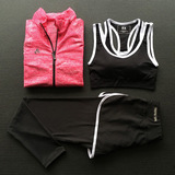韩国瑜伽服套装三件套跑步运动背心长裤修身女秋冬显瘦健身服套装