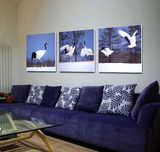 现代中式客厅装饰画沙发背景无框画挂画办公室玄关壁画墙画仙鹤图