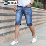 酷狼王2016夏装新款牛仔中裤男士韩版中腰青年大码牛仔短裤5分裤