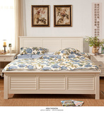 美式风格地中海卧室全实木床纯实木床双人大床白色1.5米1.8田园