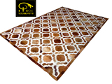 高档现代欧美式牛皮地毯棕色拼接创意地毯客地毯厅茶几书房可定制