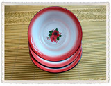 20-26cm汤碗汤盆植物花卉红边搪瓷碗怀旧搪瓷饭盆老式盆子
