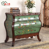 美式乡村彩绘柜绿色斗柜床头柜装饰柜玄关整装 欧式韩式北欧宜家