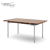 丹麦Carl Hansen&son进口实木餐桌伸缩组合简约现代铁艺原木画桌