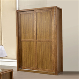 中式趟门推拉平移门卧室衣柜简约现代实木质成人大衣橱柜子经济型