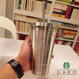 星巴克杯子 日本代购正品人鱼双层不锈钢吸管杯随行杯咖啡杯保温