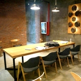 现代简约工作台办公桌 时尚原木电脑桌长方会议桌面板 实木大板桌