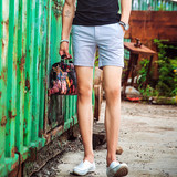 夏季男夜店韩版紧身修身超短裤潮流热裤三分裤纯色休闲五分裤子