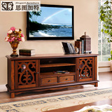 思图加特家具美式乡村客厅实木电视柜1.6米卧室电视柜雕花地柜
